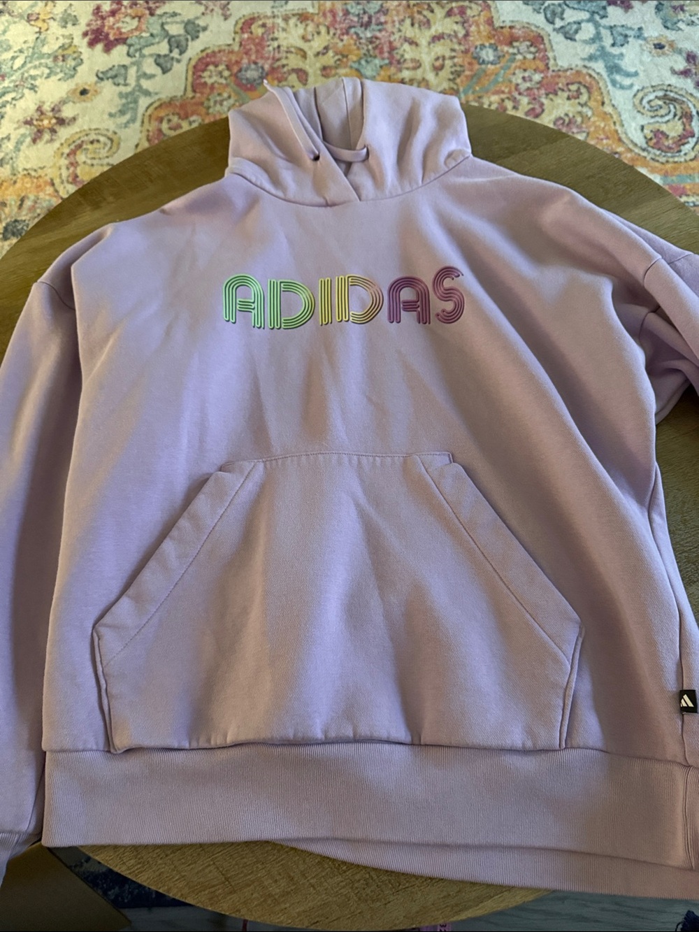 adidas Lavender Hoodie with Multicolor Logo